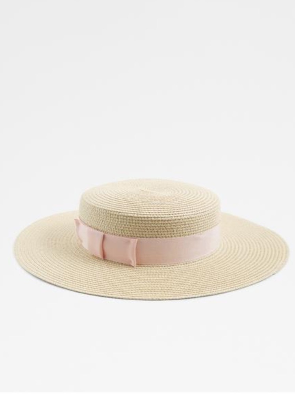 Aldo Straw Sun Hat with Pink Ribbon